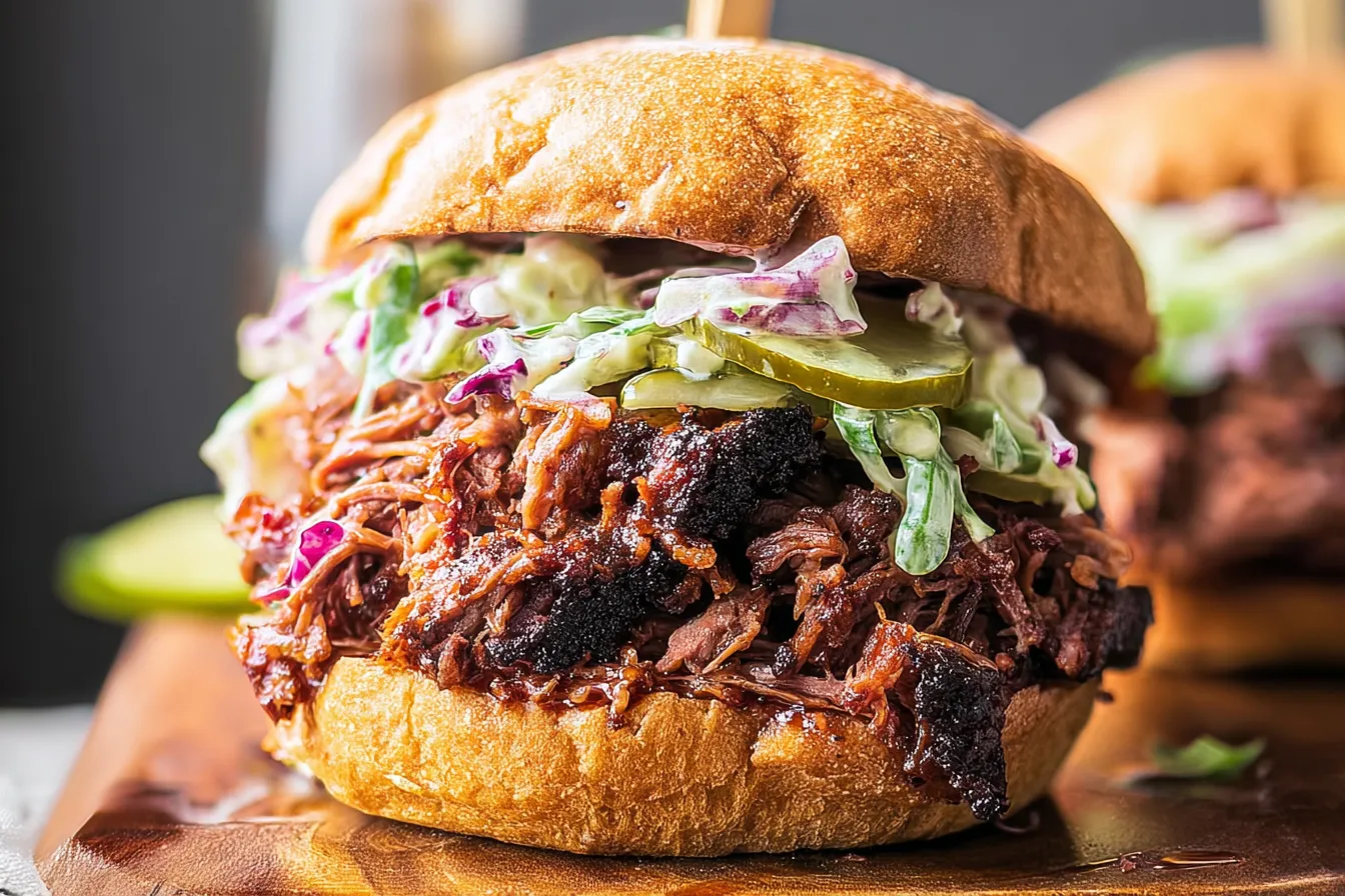 Mouthwatering Smoked Brisket Sandwiches on a Plate