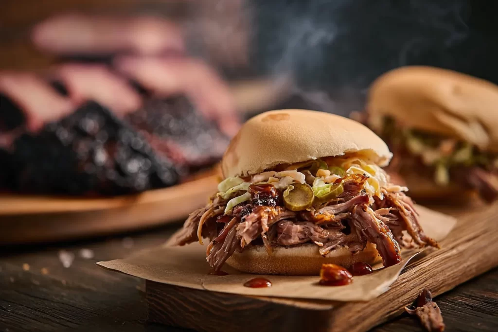 Smoked Pulled Pork Sandwiches Ready to Serve