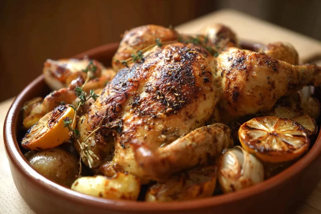 Spatchcock Roast Chicken with Lemon and Thyme - Deliciously Juicy