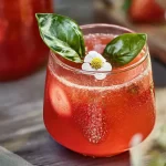 Strawberry Basil Lemonade in a Glass with Fresh Berries