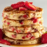 Delicious Strawberry Pancakes Served with Fresh Berries