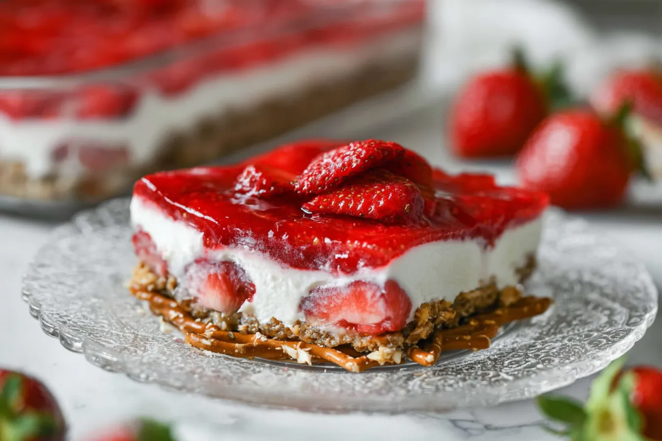 Vibrant Strawberry Pretzel Salad with Fresh Berries