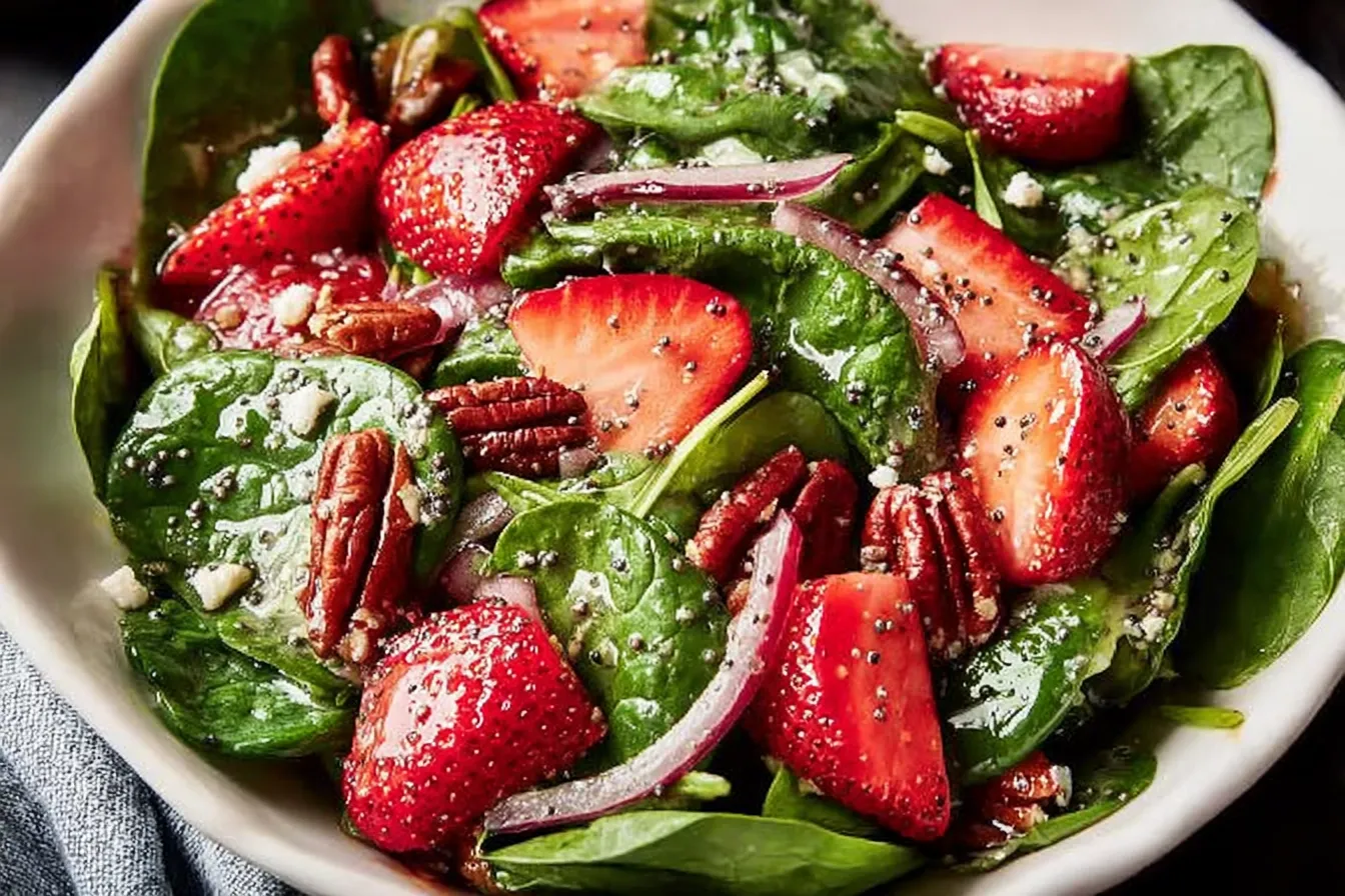 Strawberry Spinach Salad with Lemon Poppy Seed Dressing