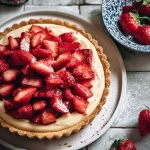 Strawberry Tart Freshly Baked with Juicy Strawberries