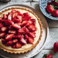 Strawberry Tart Freshly Baked with Juicy Strawberries