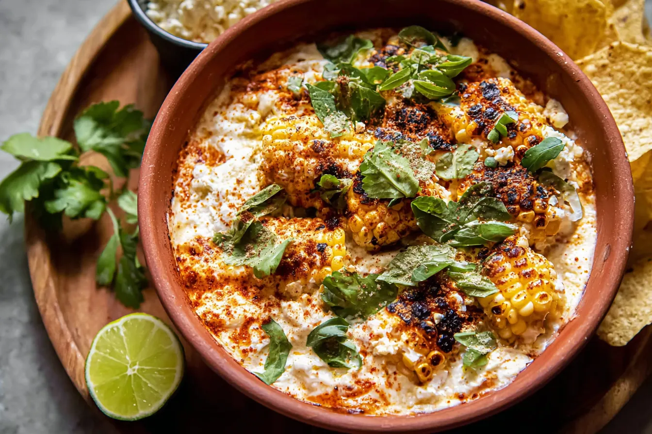 Delicious Street Corn Dip (Elote Dip) Served in a Bowl