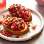Tomato Basil Bruschetta on Toasted Baguette