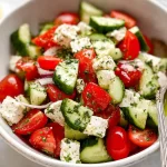 Tomato Cucumber Feta Salad in a Bowl