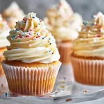 Fluffy Vanilla Cupcakes with Sprinkles