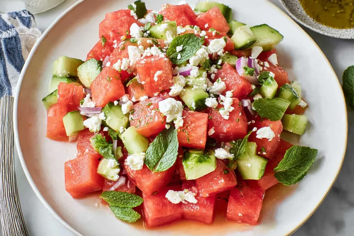 Watermelon Feta Mint Salad: A Colorful Summer Dish