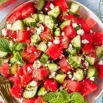 Vibrant Watermelon Feta Salad with Cucumber and Mint