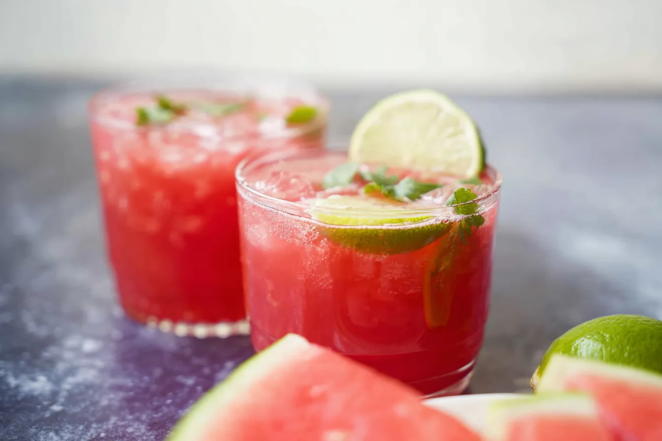 Refreshing Watermelon Limeade Punch in a Glass
