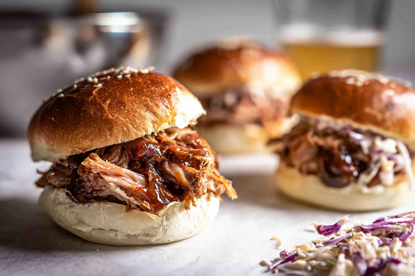 Juicy BBQ Pulled Pork Sandwiches on a Plate