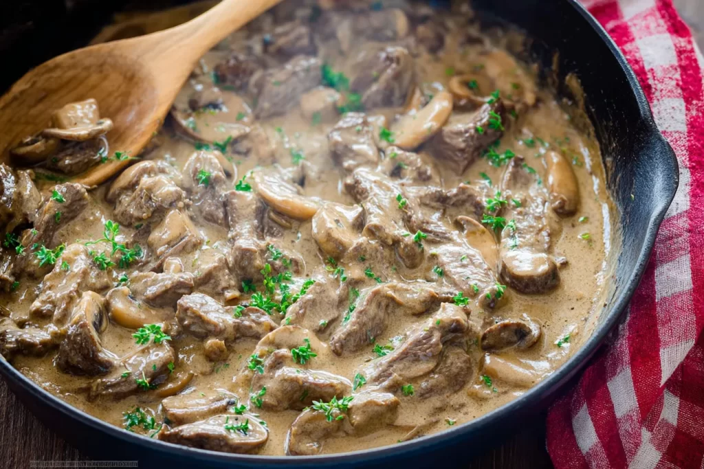 Delicious Beef Stroganoff Ready to Serve