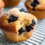 Freshly Baked Blueberry Muffins on a Wooden Table