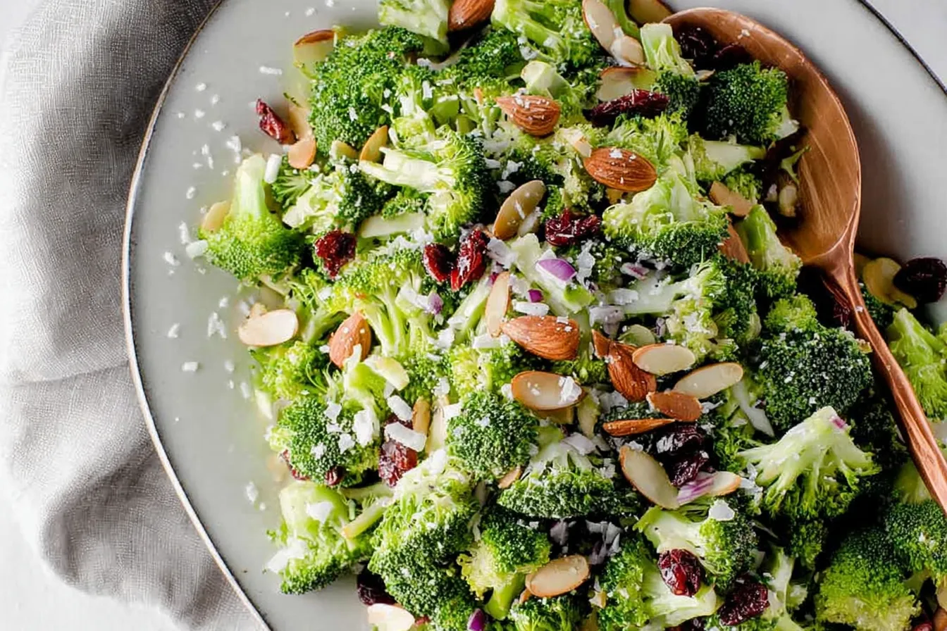 Colorful Broccoli Salad with Nuts and Dressing