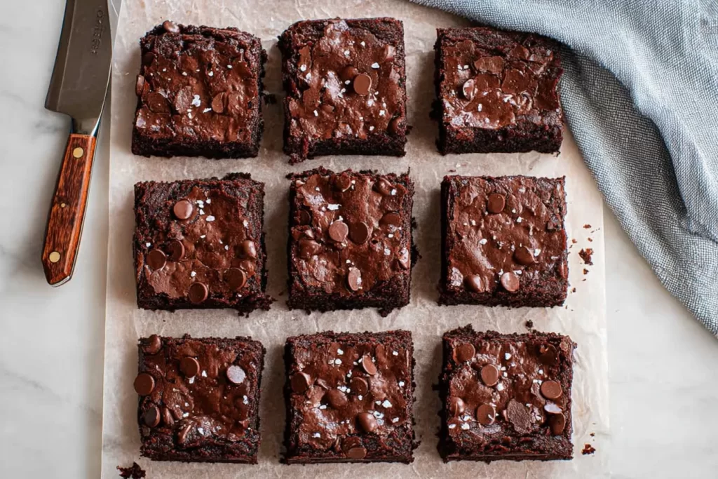 Decadent Chocolate Brownies on a Wooden Table