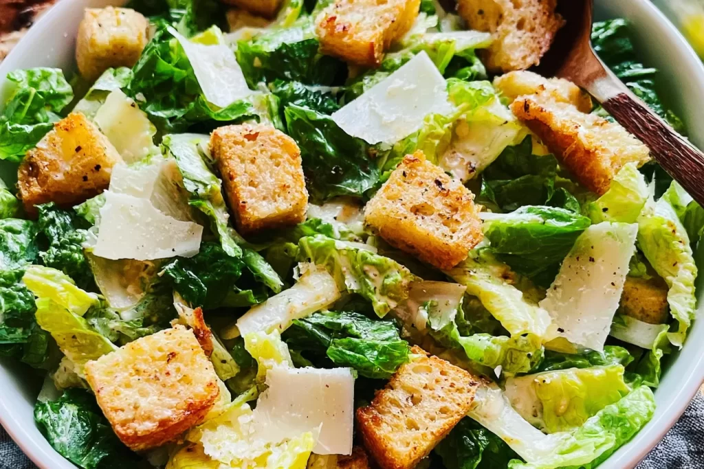 Caesar Salad with Homemade Dressing and Croutons
