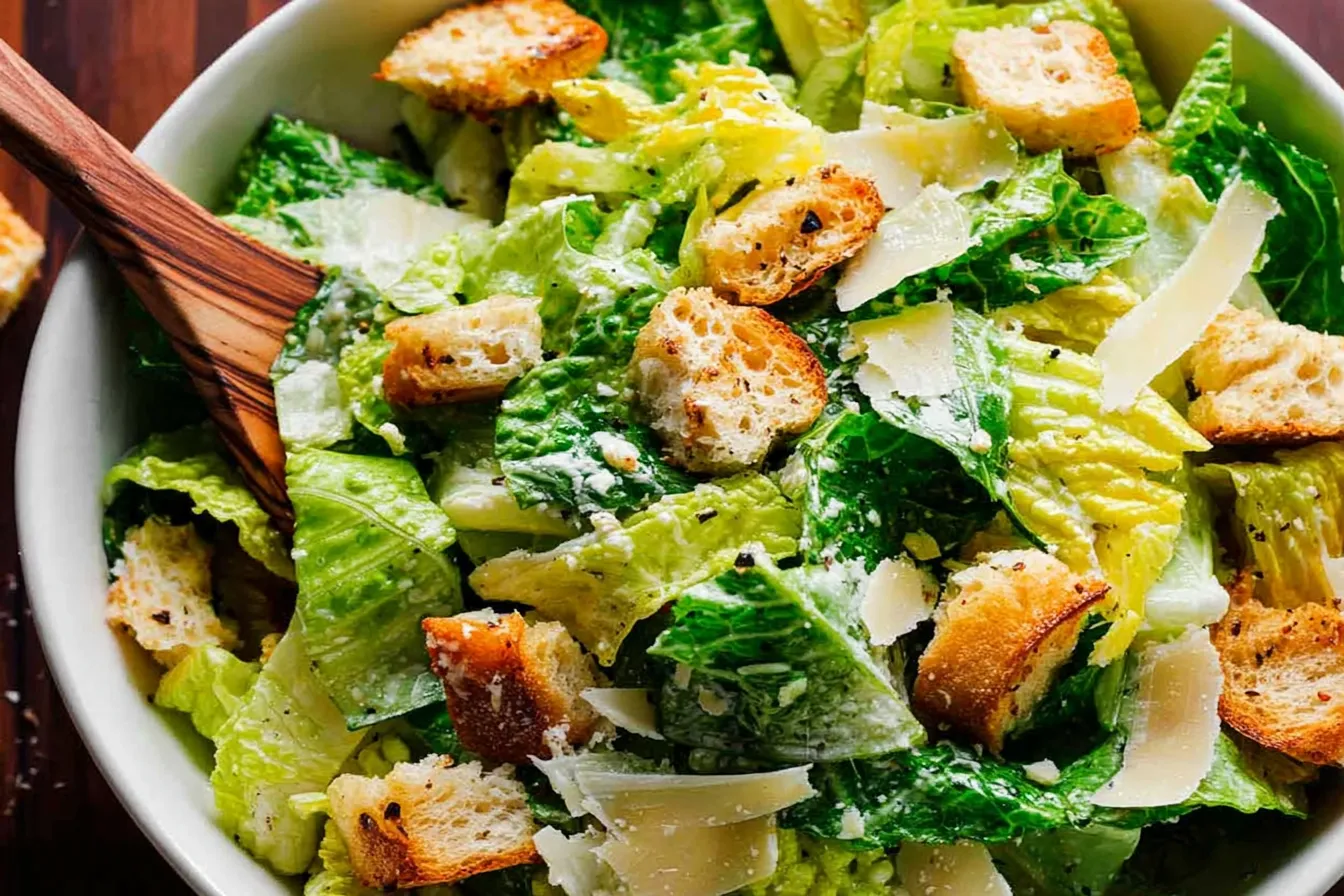 Delicious Homemade Caesar Salad with Croutons
