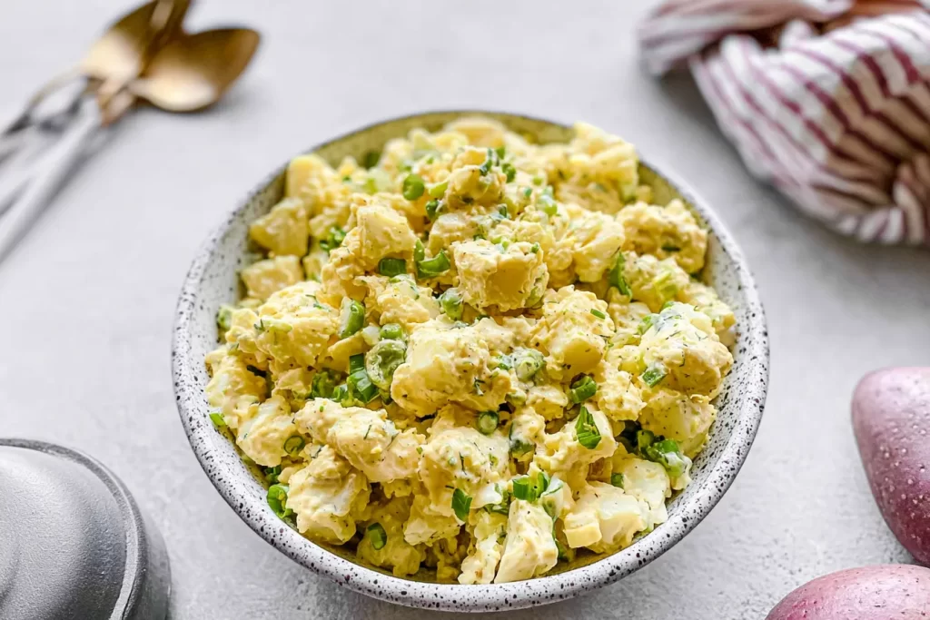 Classic Potato Salad in a Bowl with Fresh Herbs