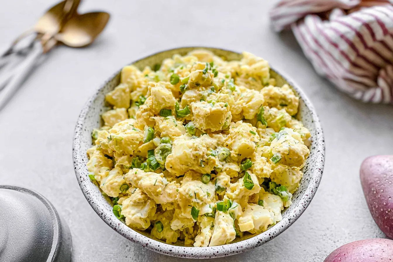 Classic Potato Salad in a Bowl with Fresh Herbs