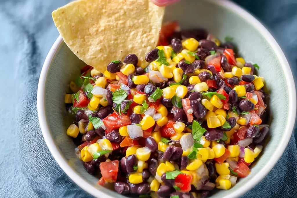 Colorful Corn and Black Bean Salsa in a Bowl
