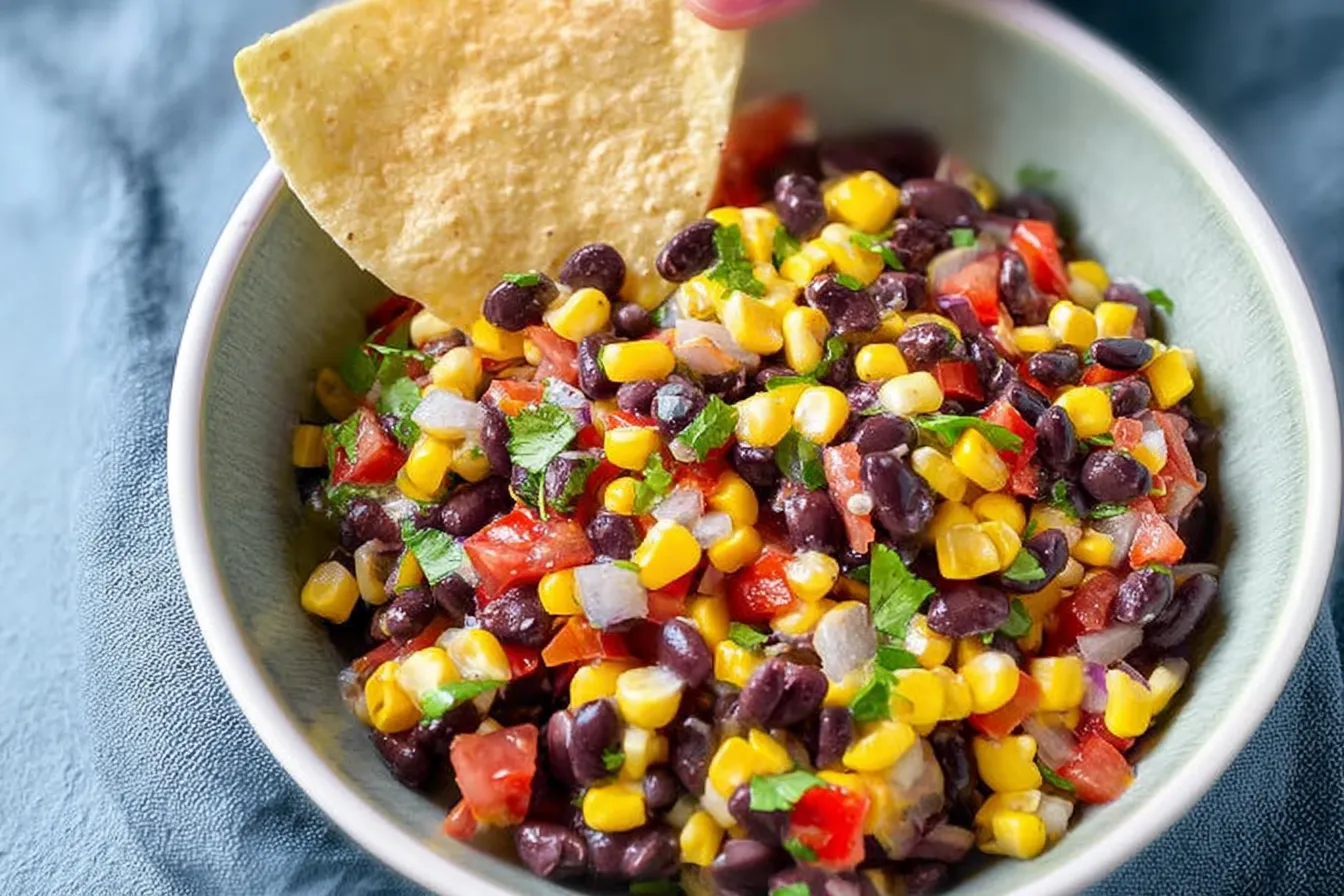 Colorful Corn and Black Bean Salsa in a Bowl