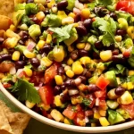Cowboy Caviar Dip in a Colorful Bowl
