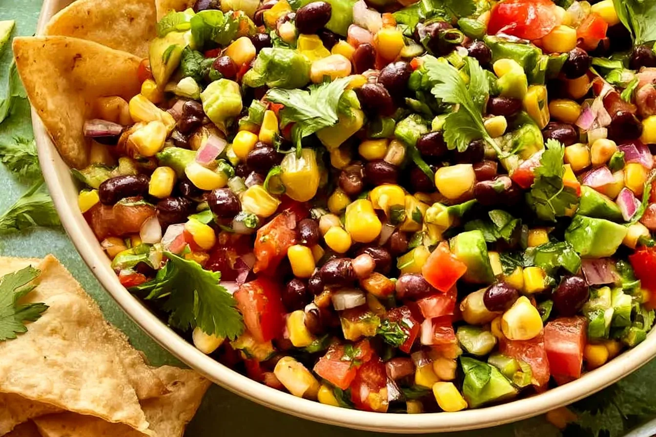Cowboy Caviar Dip in a Colorful Bowl