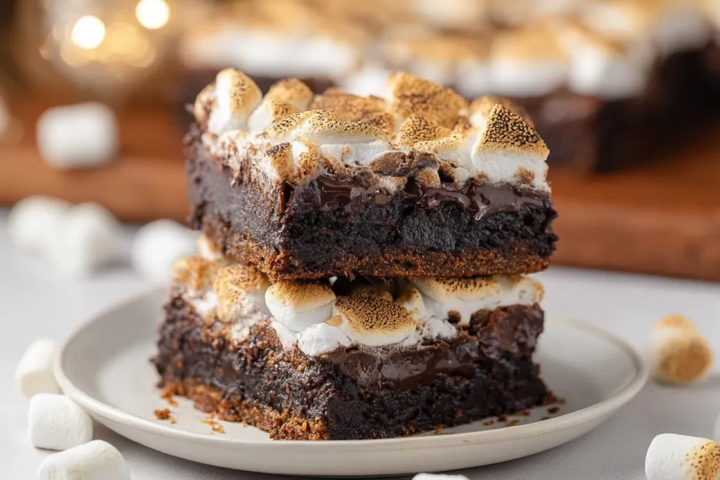 Delicious Easy S'mores Brownies Ready to Serve