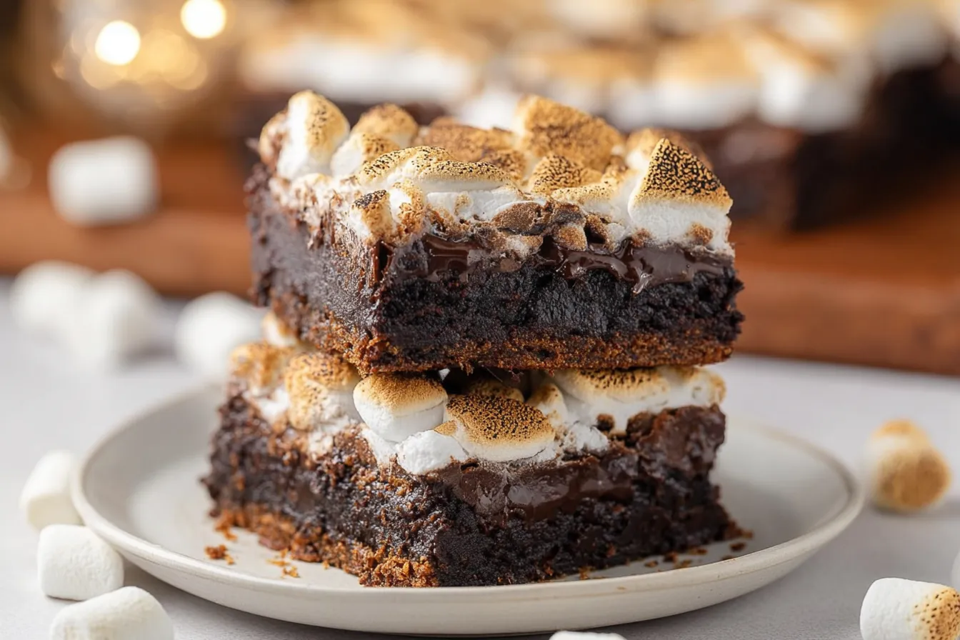 Delicious Easy S'mores Brownies Ready to Serve