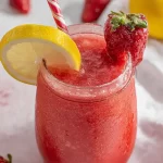 Refreshing Frozen Strawberry Lemonade in a Glass