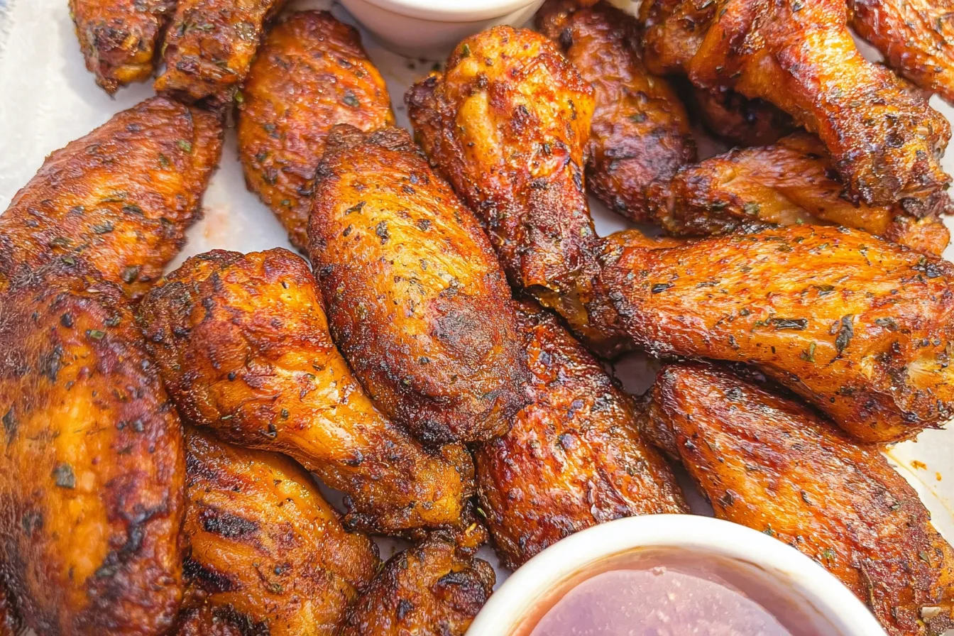 Grilled Chicken Wings Platter with Dipping Sauces