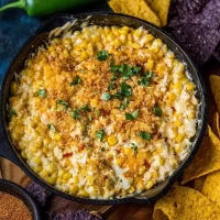 Mexican Street Corn Dip Served in a Colorful Bowl