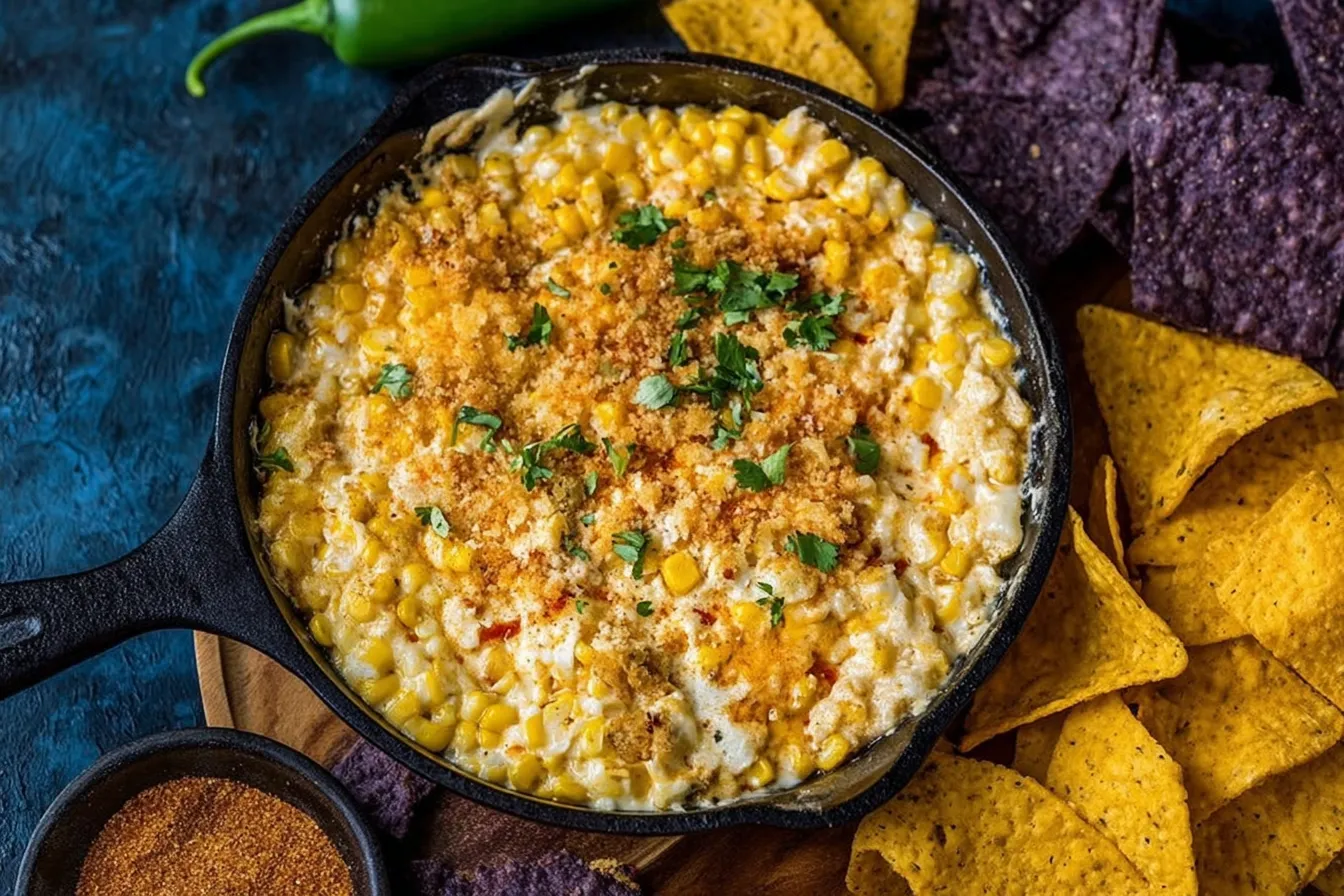 Mexican Street Corn Dip Served in a Colorful Bowl