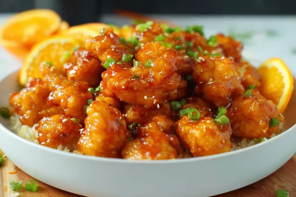 Delicious Orange Chicken on a Plate