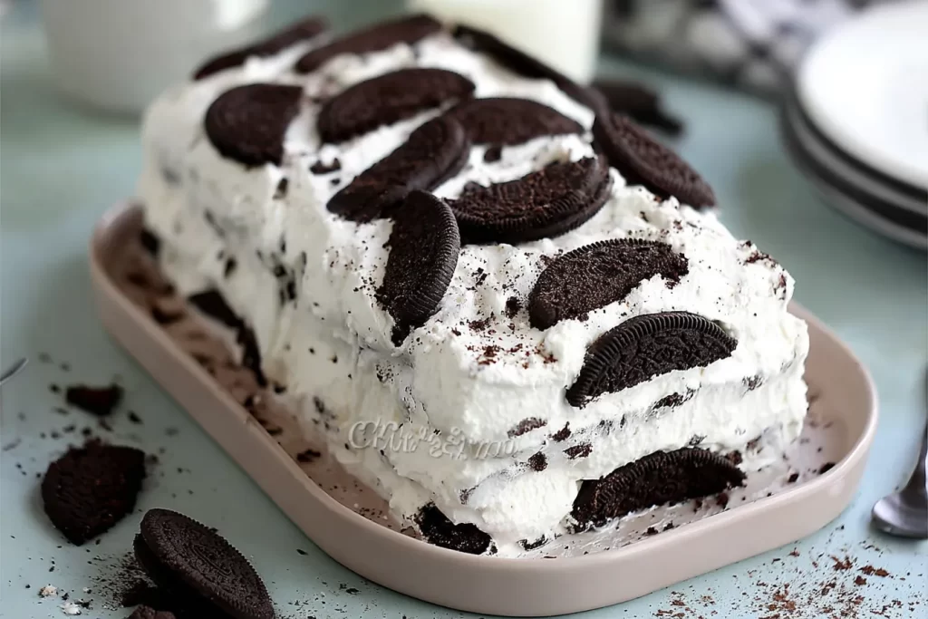 Decadent Oreo Icebox Cake Ready to Serve