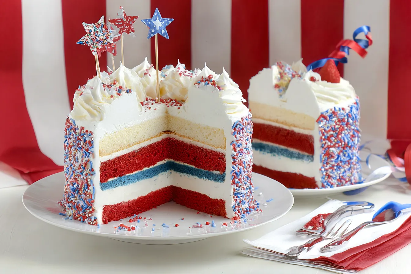 Patriotic Flag Cake Ready for Celebration