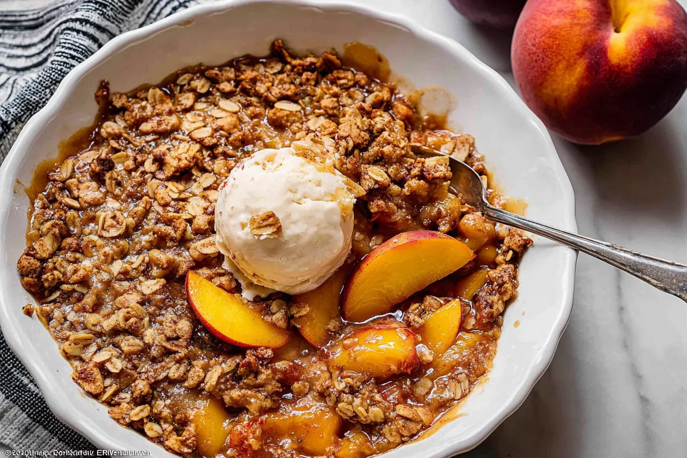 Fresh Peach Crisp with a Golden Topping