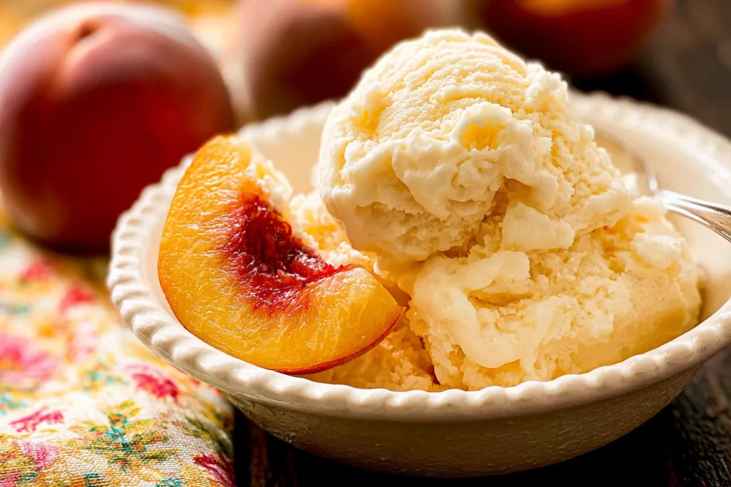 Peach Ice Cream Served in a Bowl