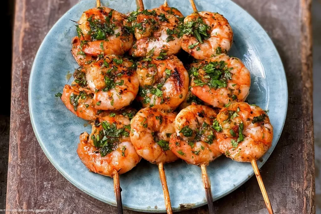 "Delicious Shrimp Skewers Ready for Grilling"