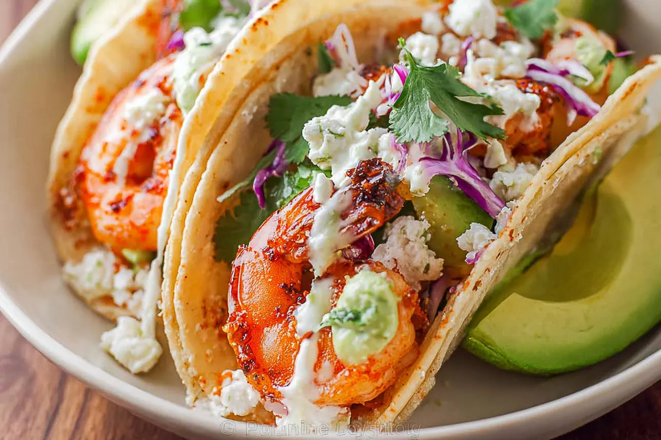 Mouthwatering Shrimp Tacos on a Plate