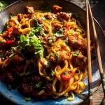 Sticky Garlic Chicken Noodles - Tasty and Easy Dinner