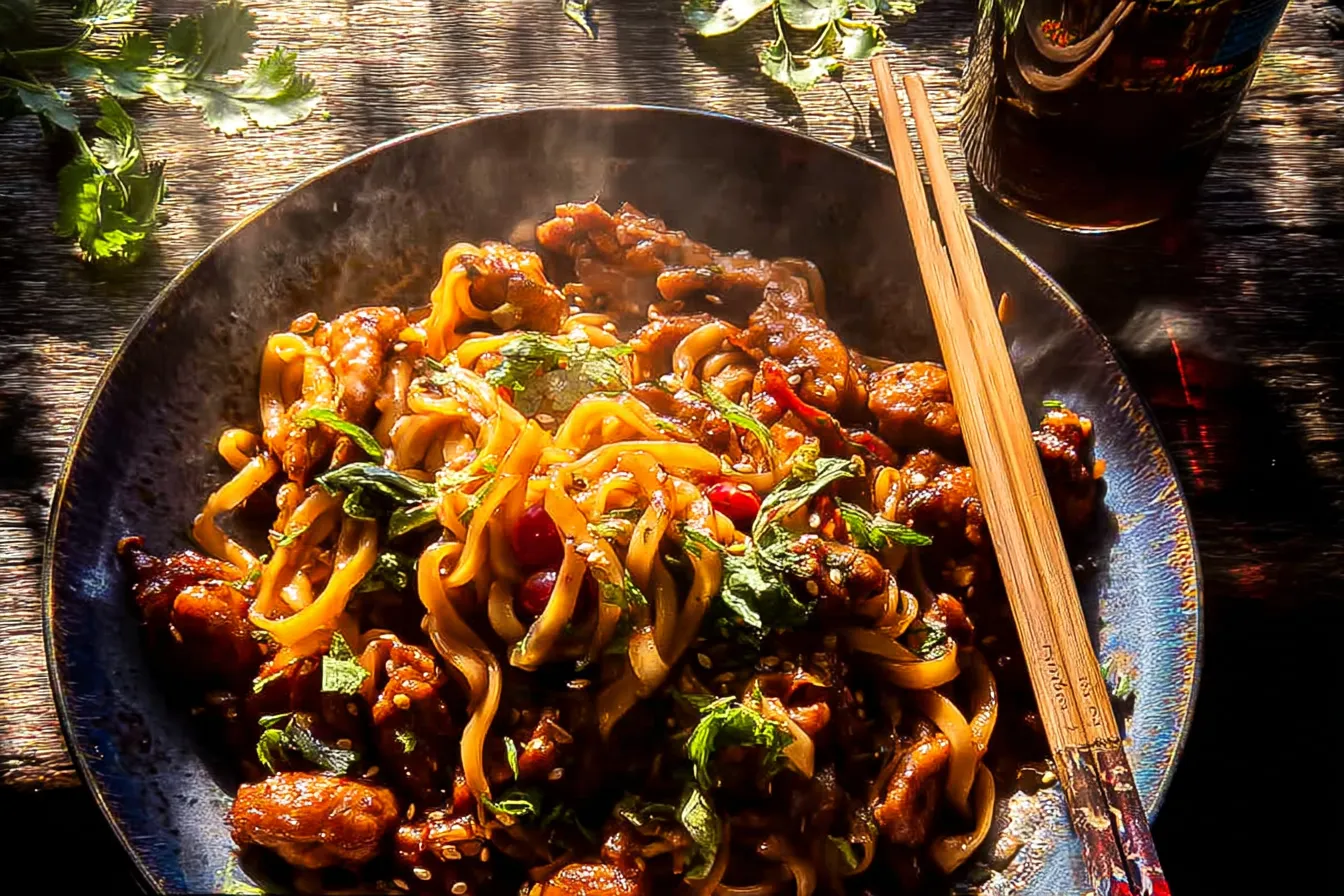Sticky Garlic Chicken Noodles