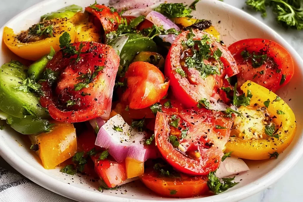 Fresh Tomato Salad Ingredients and Presentation