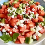 Colorful Watermelon Feta Salad in a Bowl