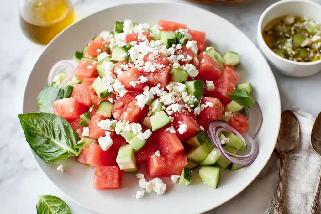 Watermelon Feta Salad with Fresh Mint