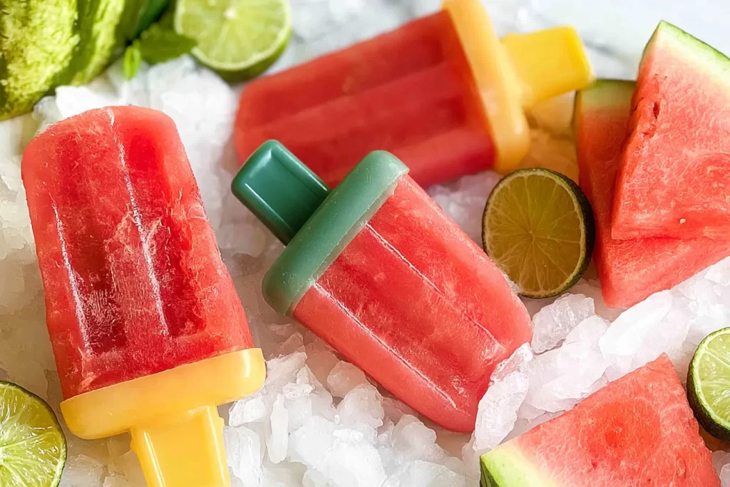 Homemade Watermelon Popsicles Ready to Serve