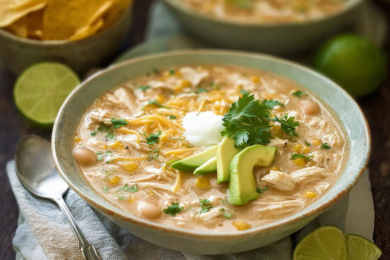 Delicious White Chicken Chili in a Bowl