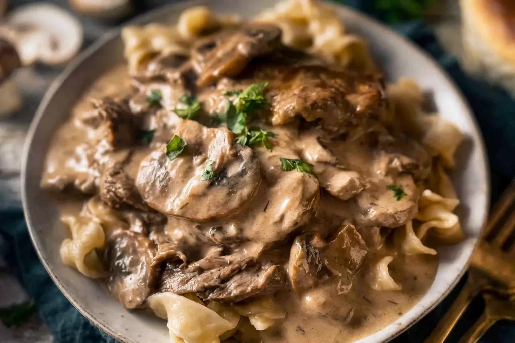 Beef Stroganoff in a Bowl
